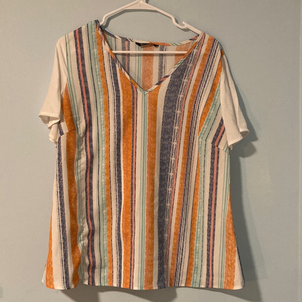 Striped Multicolor V-Neck Women's Top
